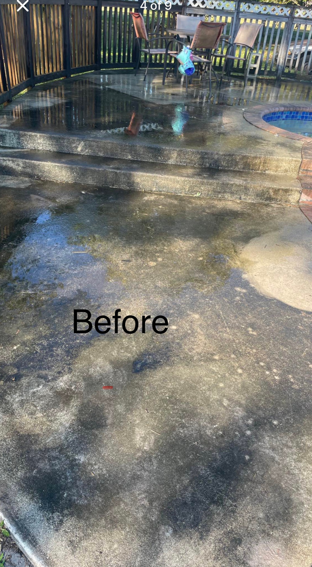 Before — Before and after pool surround concrete pressure cleaning in Narellan