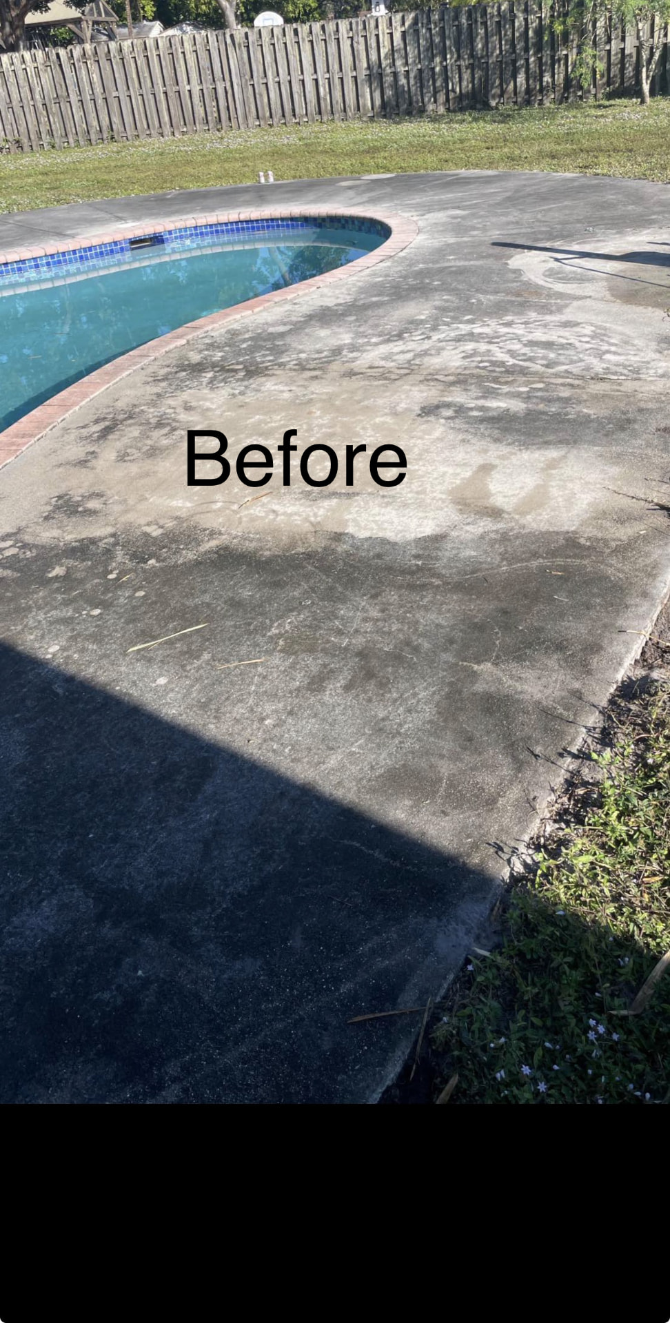 Before — Before and after pool deck pressure cleaning in Mount Annan